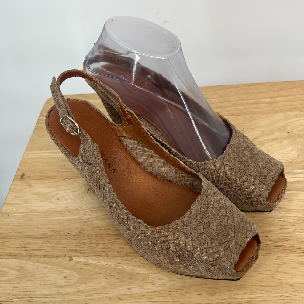 Pons Quintana Tan Leather Suede Wedges